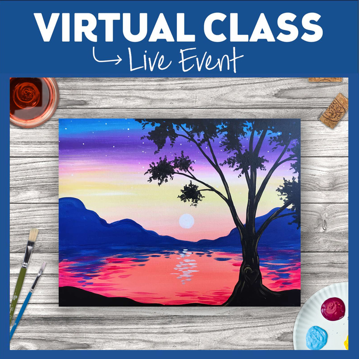 LIVE Interactive Virtual Class ($15 Use Your Own Supplies Option)